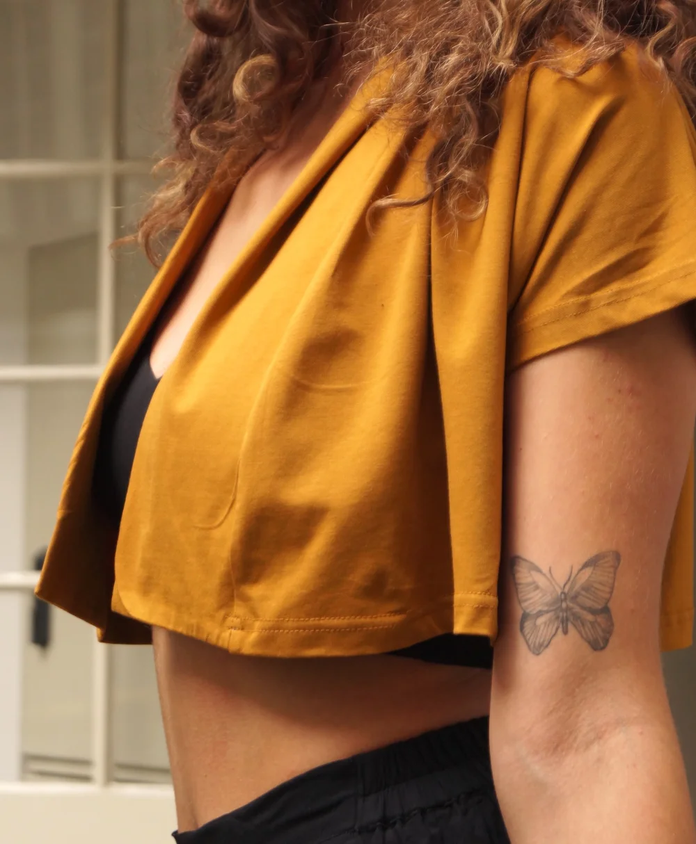 Bolero "Chloé" aus GOTS-zertifizierter Bio-Baumwolle - curry