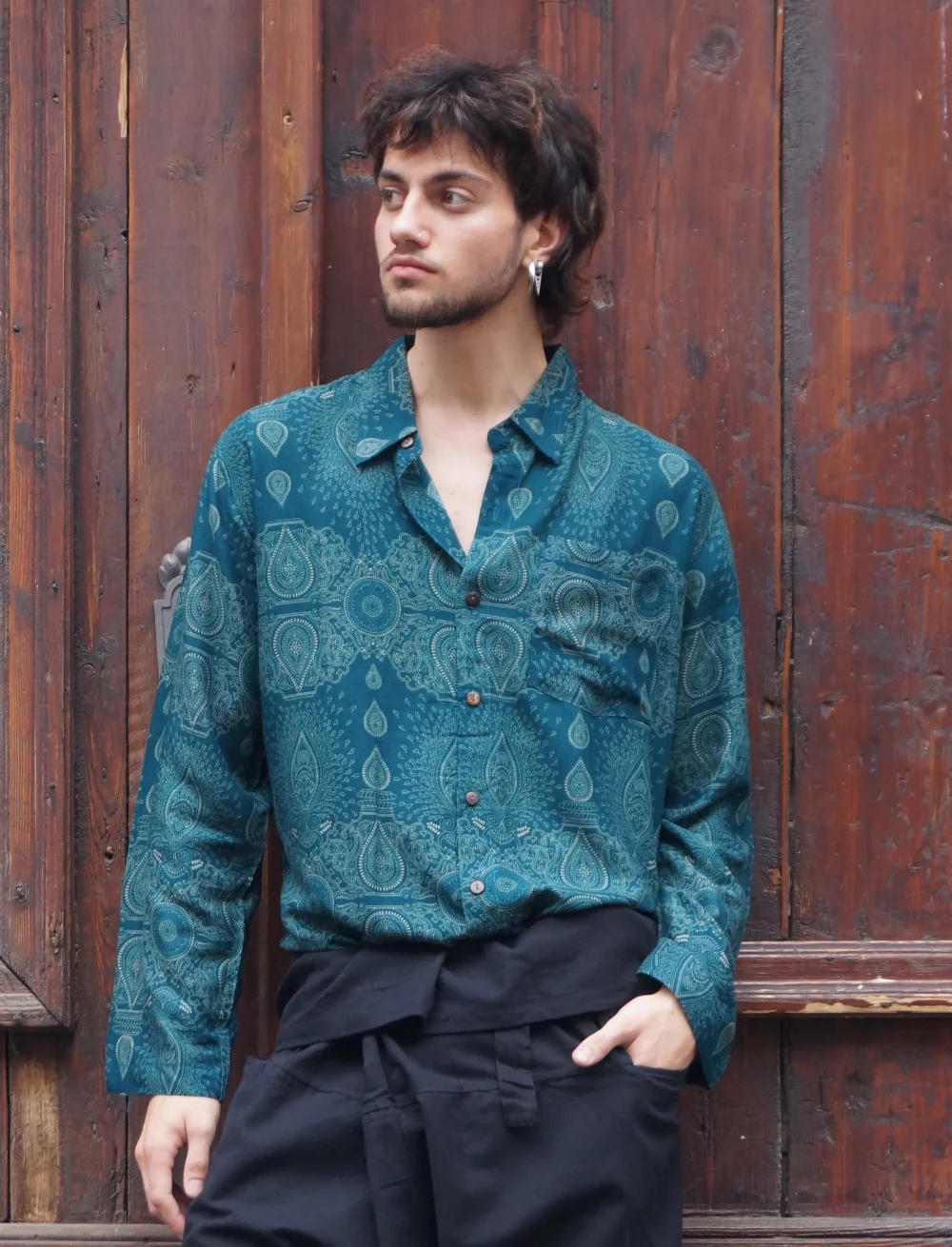 Hemd "Paisley" - plum / large