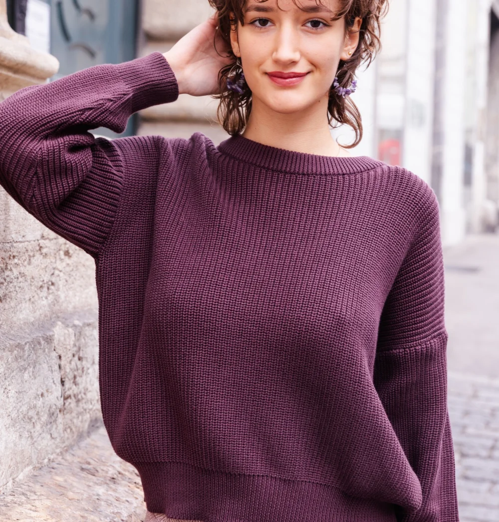 Strickpullover "Palo Alto" aus GOTS-zertifizierter Bio-Baumwolle - altrosa / medium
