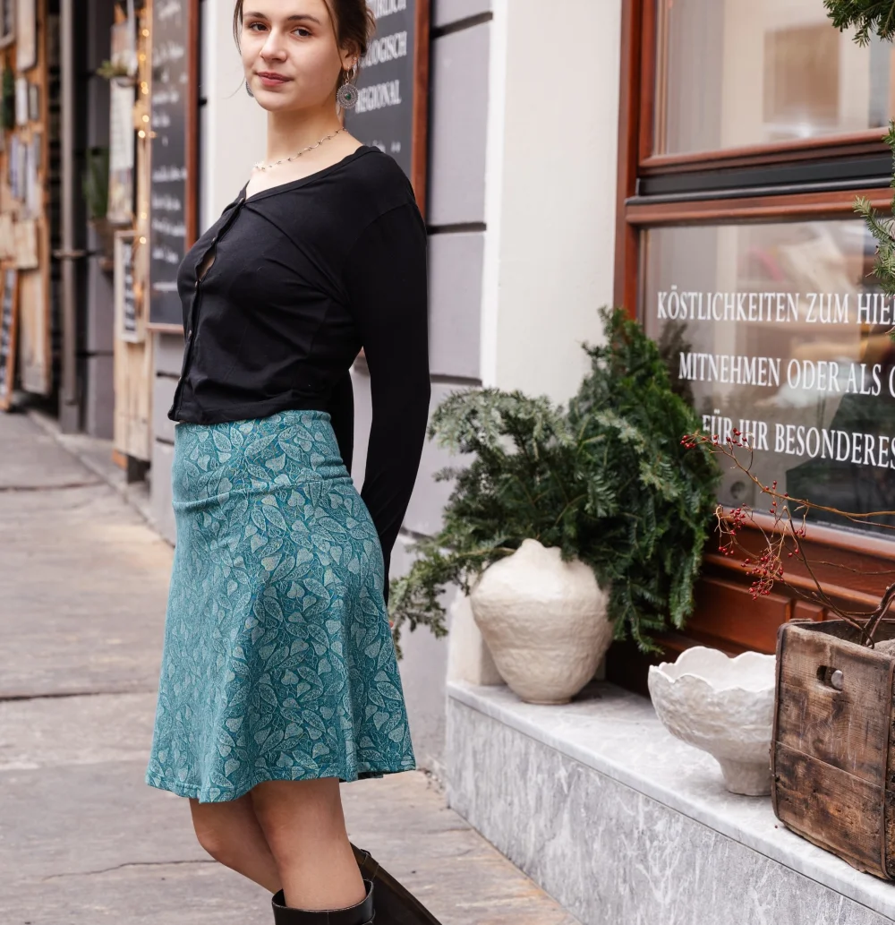 Rock "Bretagne" aus GOTS-zertifiziertem Bio-Baumwolljacquard - dunkelgrau / small